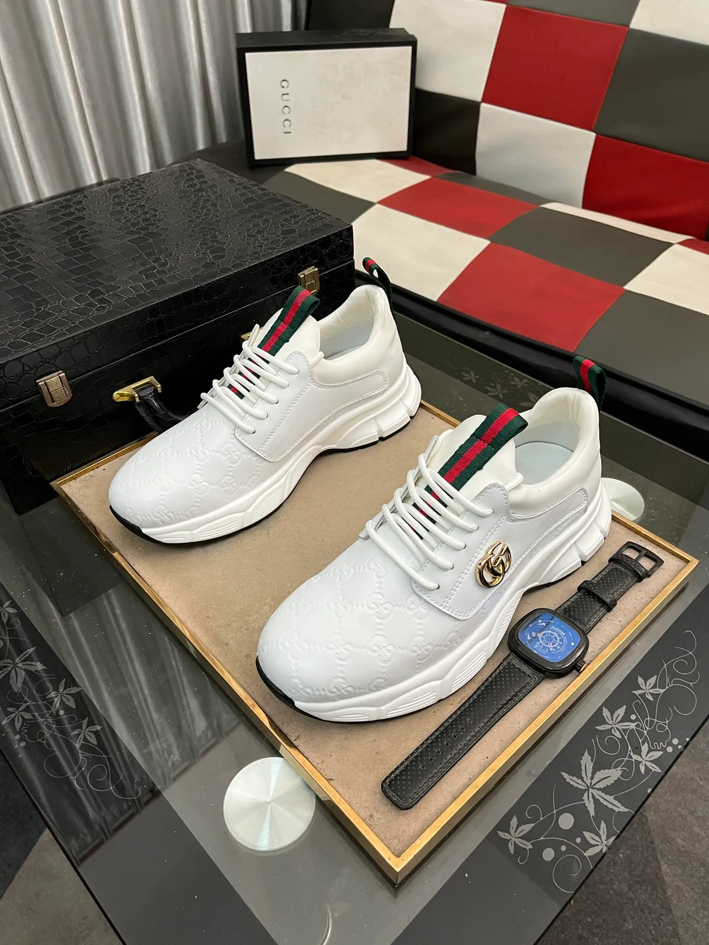 Men's shoes 💰440⌚️⌚️ (GUCCI-Gucci) luxury brand sports and casual shoes, imported original material, sheepskin lining, high-end and comfortable, original outsole is light and wear-resistant! Purely handmade, details determine quality! 38-443️⃣colors available